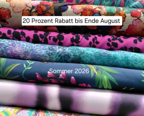 Bunte Sommerstoffe zur Sommeraktion 2026 Bunte Sommerstoffe 2026 mit 20 % Rabatt