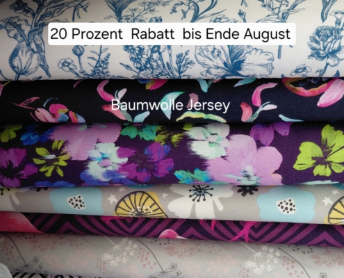 Baumwolle und Jersey in der Sommeraktion 2026 Helle Baumwoll-Jersey Stoffe in Cilly's Nähkästchen