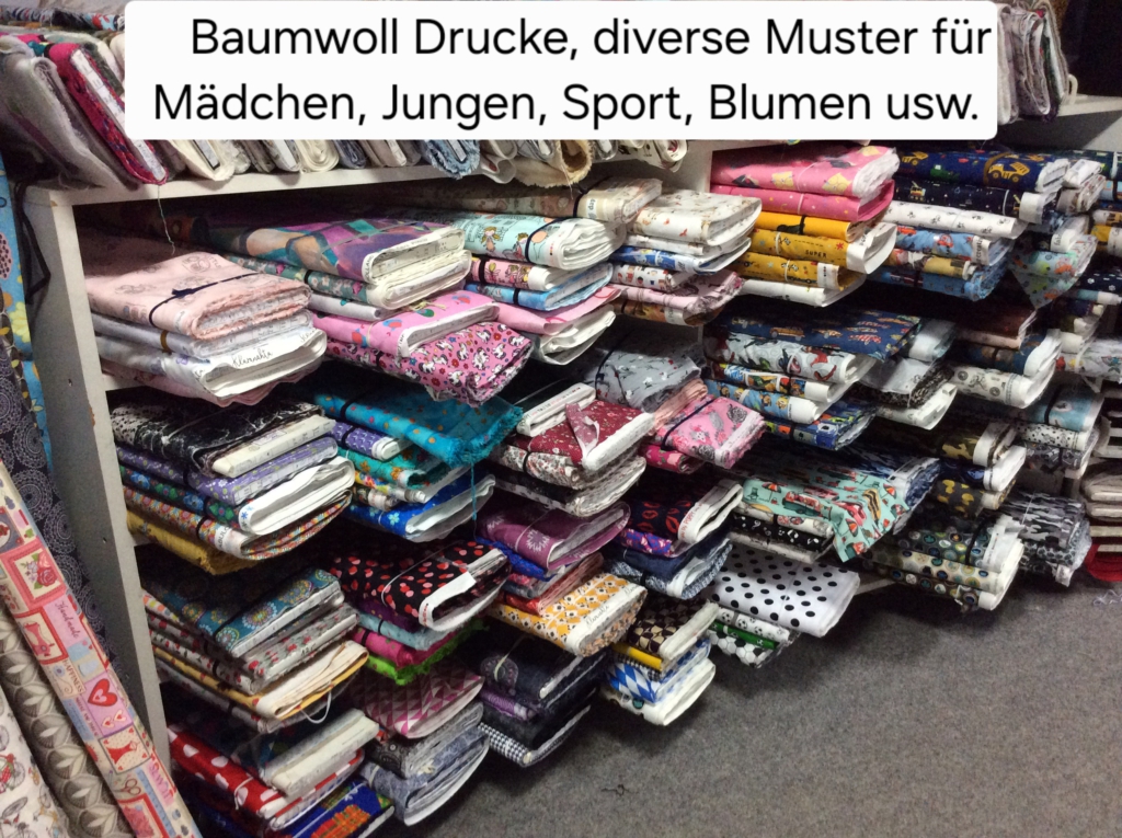 Baumwoll Drucke in diversen Mustern. Geeignet für Mädchen, Jungen, Sport, Blumen usw.