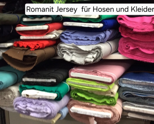 Romanit Jersey für Hosen und Kleider im Stoffladen "Cilly's Nähkästchen" in Senden.